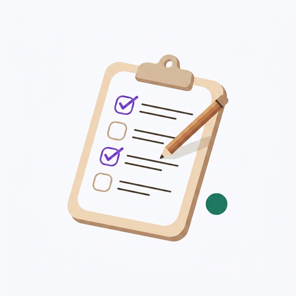 Ilustración de un clipboard con checklist, representa el test de bienestar hormonal de Wemongen